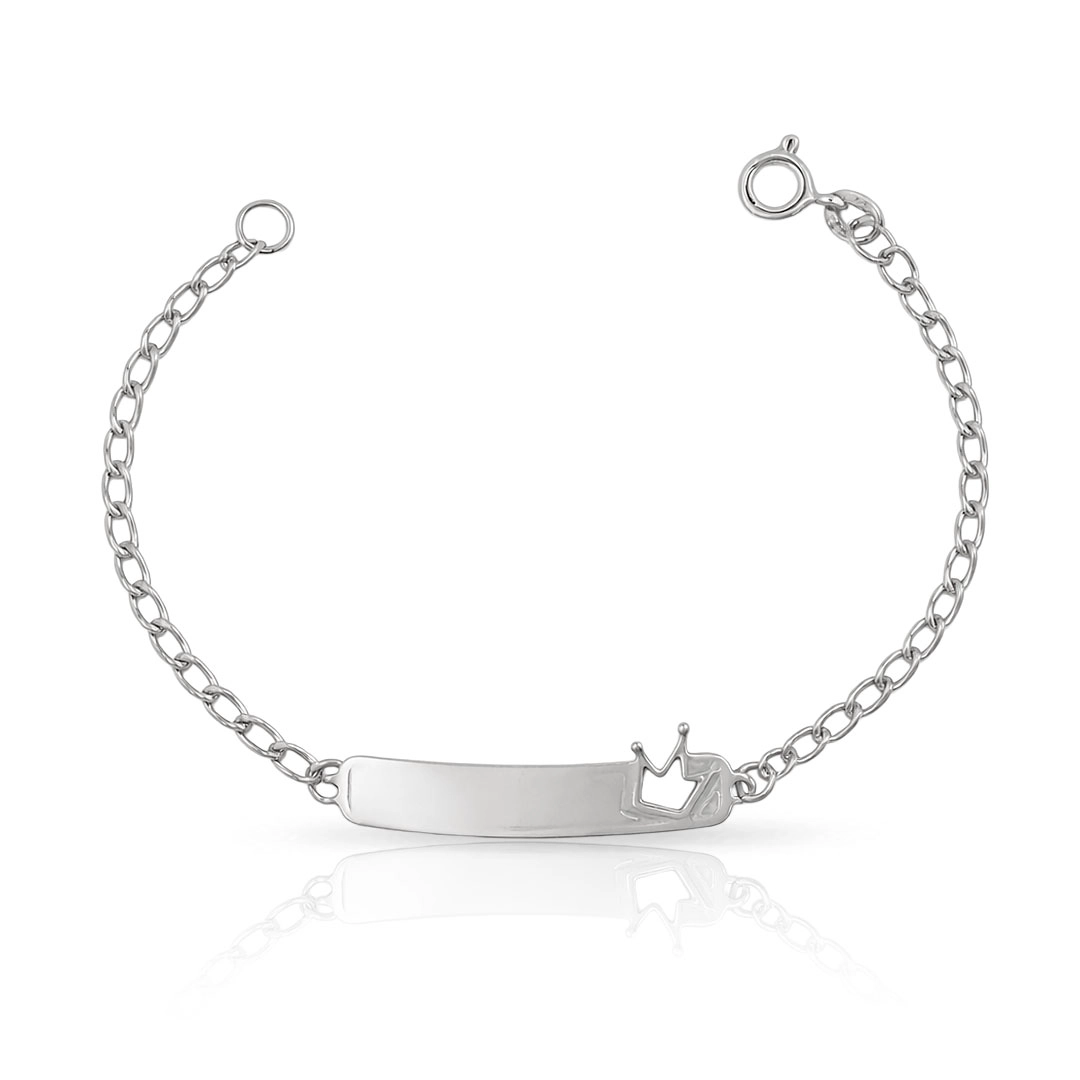 Pulseira Kids com Placa Lisa e Coroa Vazada