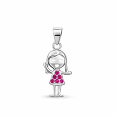 Pingente Menina Espelhada com Zircônias Rubi