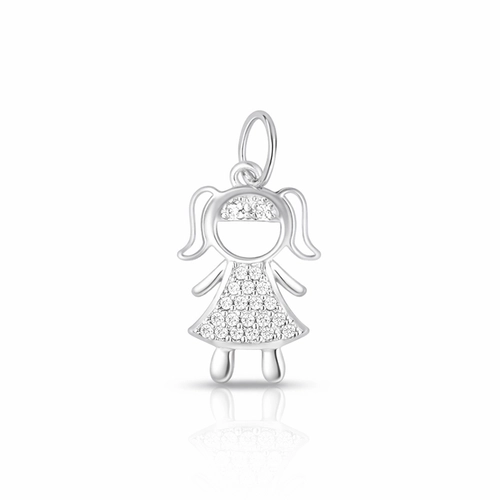Pingente de Menina Vazada com Zircônias Cristal