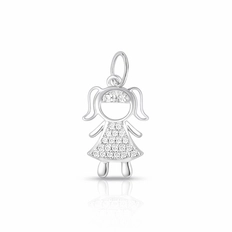 Pingente de Menina Vazada com Zircônias Cristal