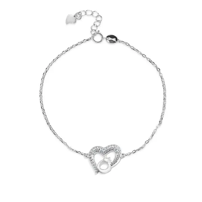 Pulseira Coração com Anel e Zircônias Cristal