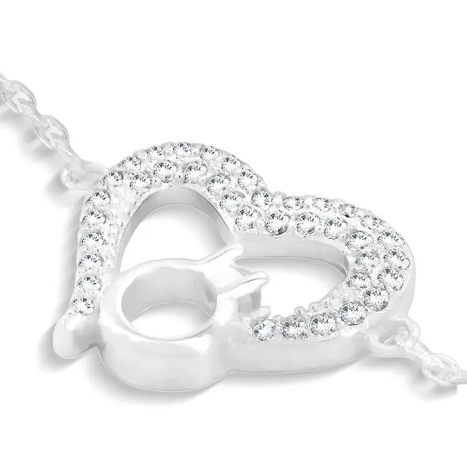 Pulseira Coração com Anel e Zircônias Cristal