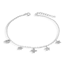 Pulseira Delicada com Coração, Estrela e Flor