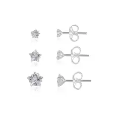 Brincos de Ponto Luz Estrela em Zircônia (Kit)