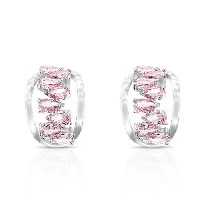 Brinco Top com Zircônia Rosa
