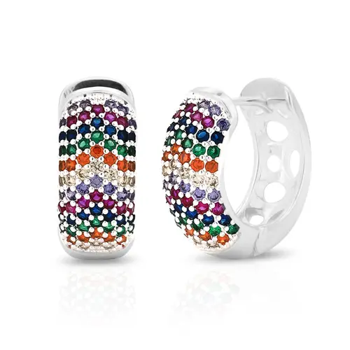 Brinco Argola Click com Zircônias Coloridas G