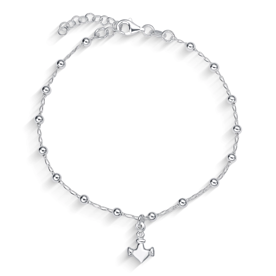 Pulseira de Esferas com Âncora Espelhada