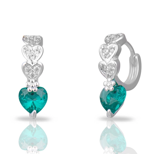 Brinco Argola Click com Zircônias Cristal e Verde Paraíba