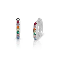 Brinco Argola Click Quadrado com Zircônias Coloridas
