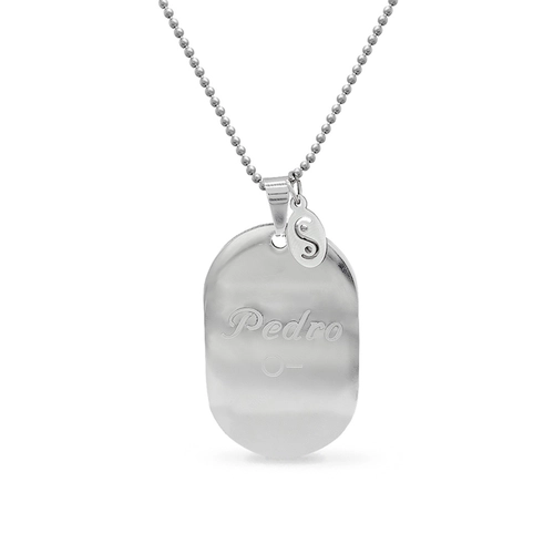 Corrente com Pingente com Placa Oval Lisa e Espelhada