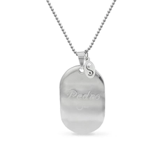 Corrente com Pingente com Placa Oval Lisa e Espelhada