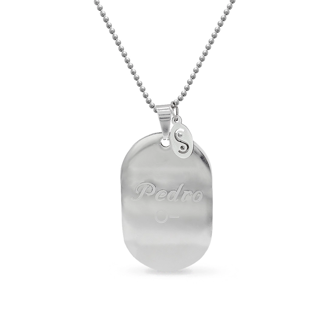 Corrente com Pingente com Placa Oval Lisa e Espelhada