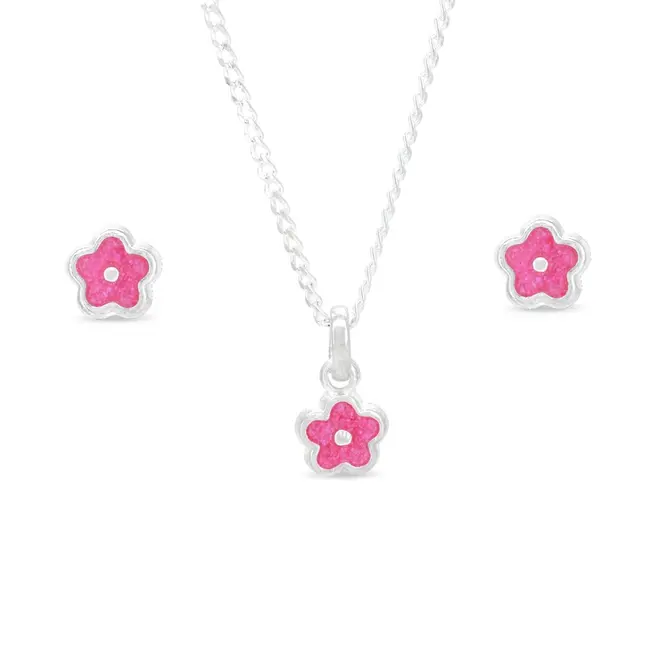 Conjunto Kids Flor Rosa com Glitter