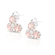 Brinco Top Triplo com Zircônias Rosa