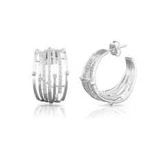 Brinco de Argola Sete Fios com Zircônias Cristal
