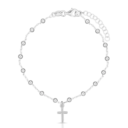 Pulseira com Esferas e Pingente de Cruz