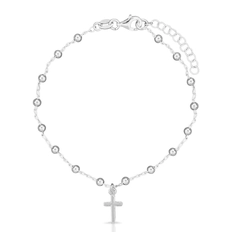Pulseira com Esferas e Pingente de Cruz