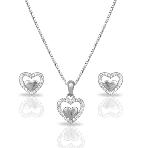 Conjunto Corações com Zircônias Cristal