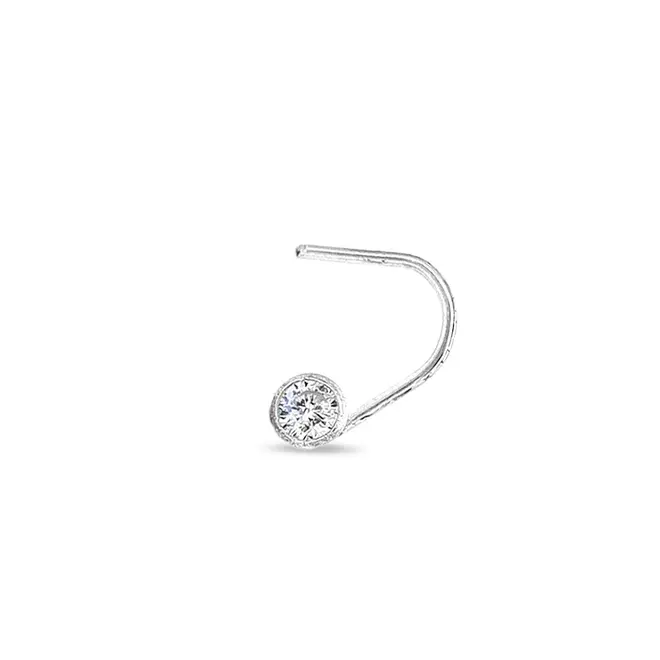 Piercing de Nariz com Zircônia Cristal em Cravação Inglesa