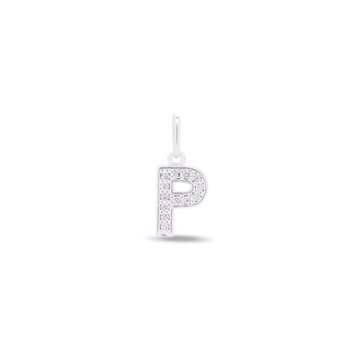 Pingente Letra P Com Zircônia Cristal