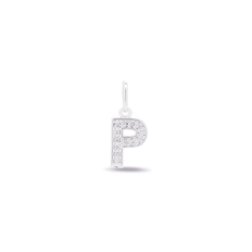 Pingente Letra P Com Zircônia Cristal