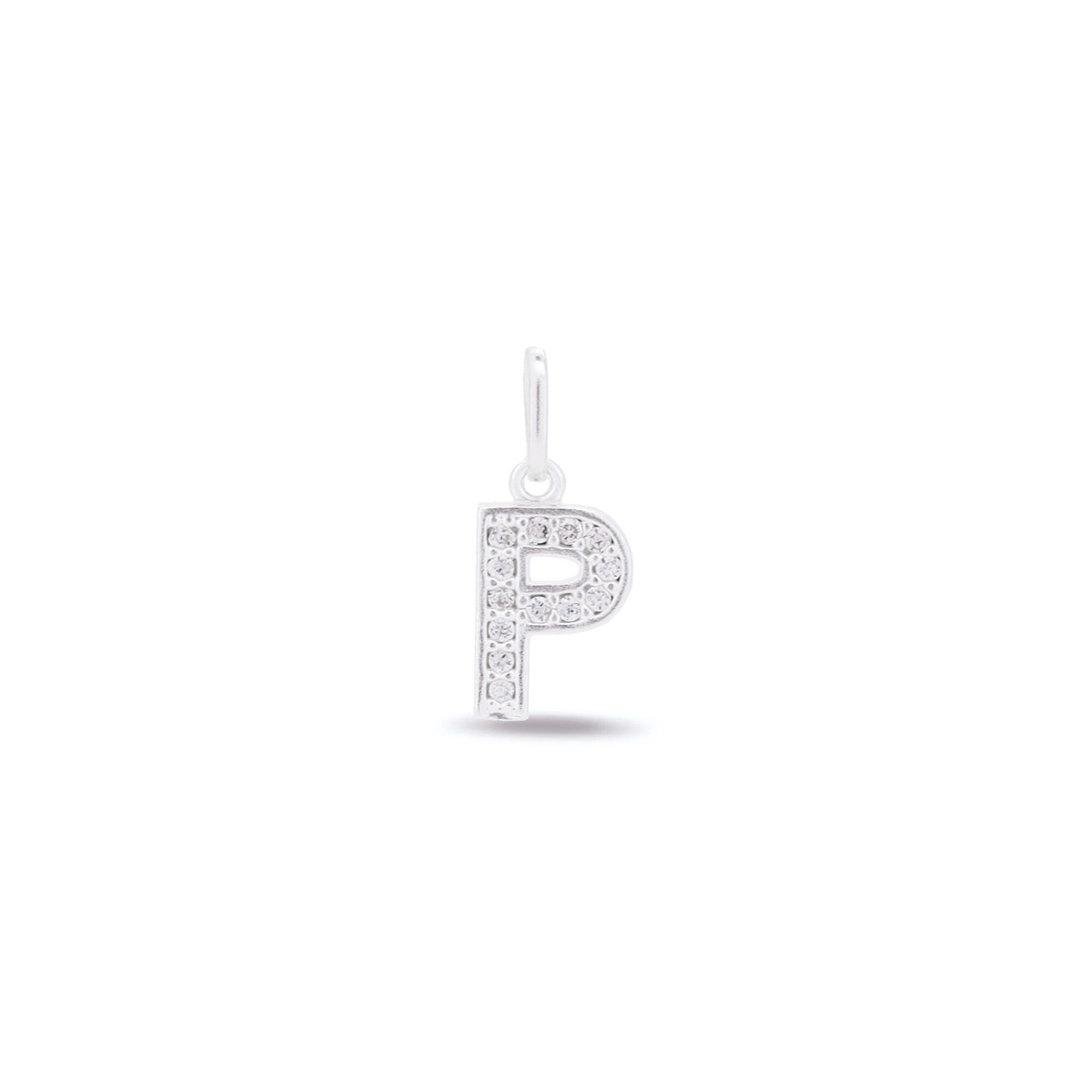 Pingente Letra P Com Zircônia Cristal