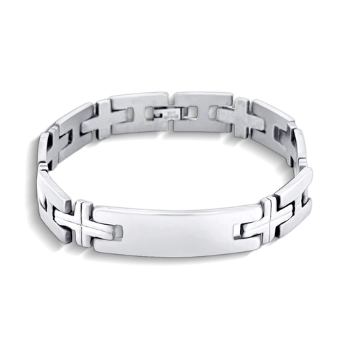 Pulseira com Elos Foscos e Placa Espelhada
