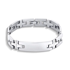 Pulseira com Elos Foscos e Placa Espelhada