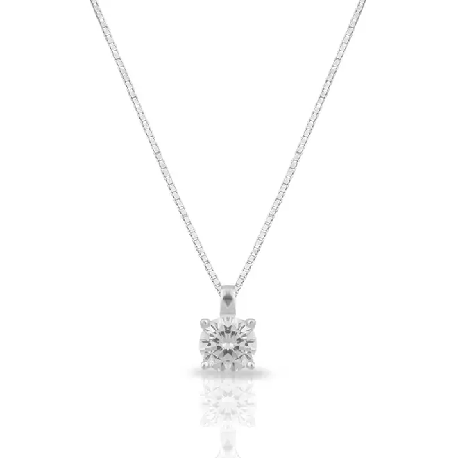 Gargantilha de Prata 925 Ponto Luz com Zircônia Cristal
