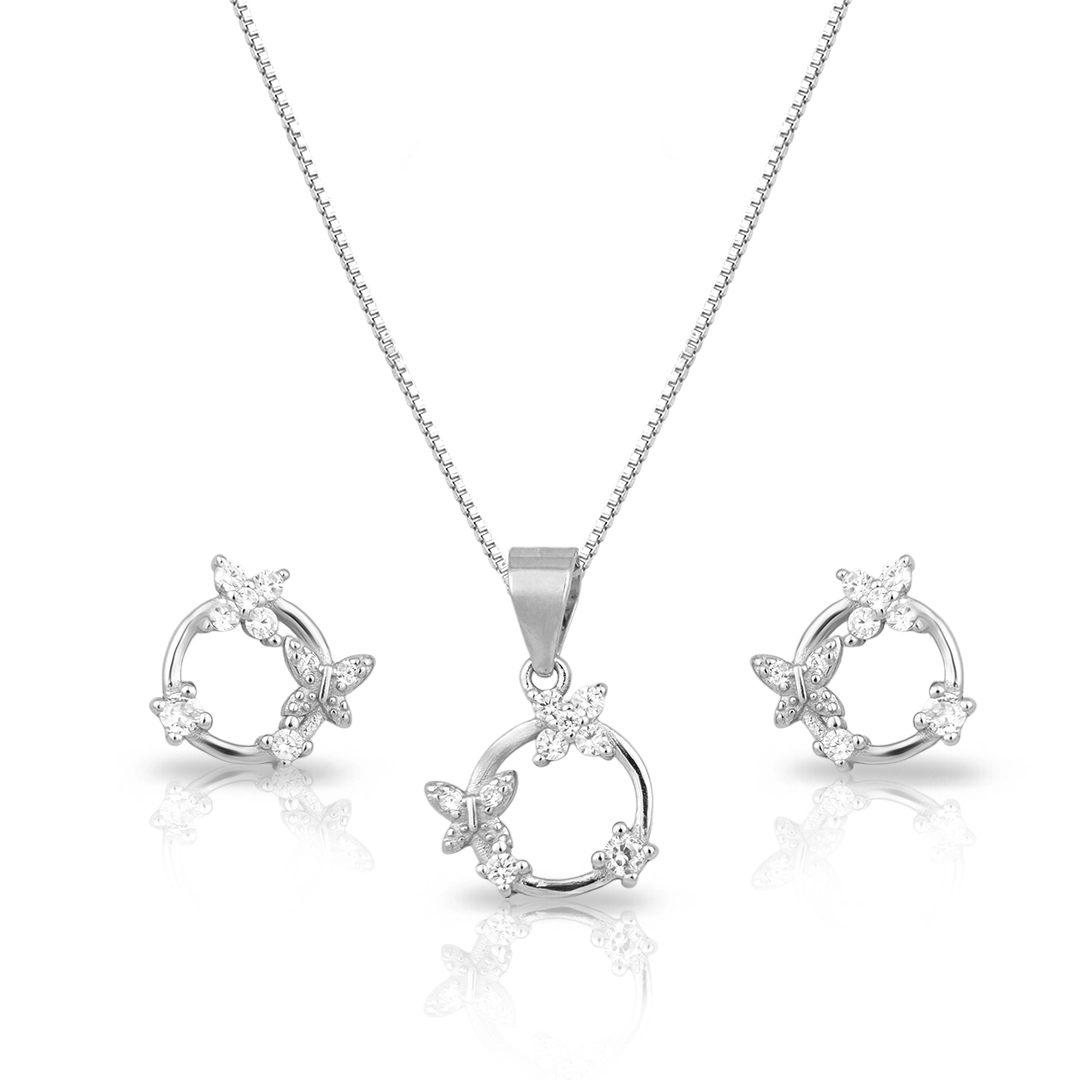 Conjunto Borboletas com Zircônias Cristal