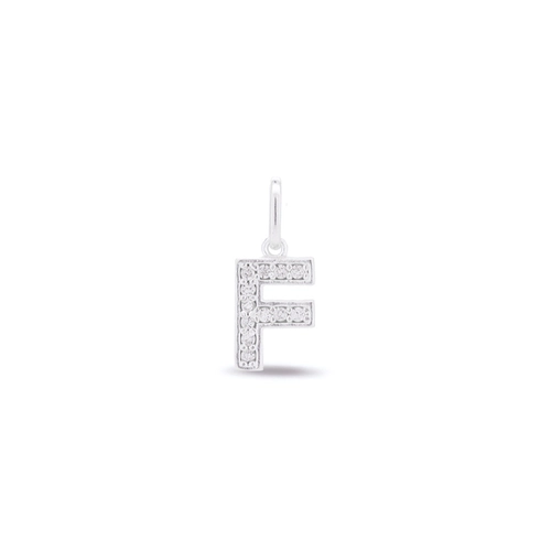 Pingente Letra F Com Zircônia Cristal