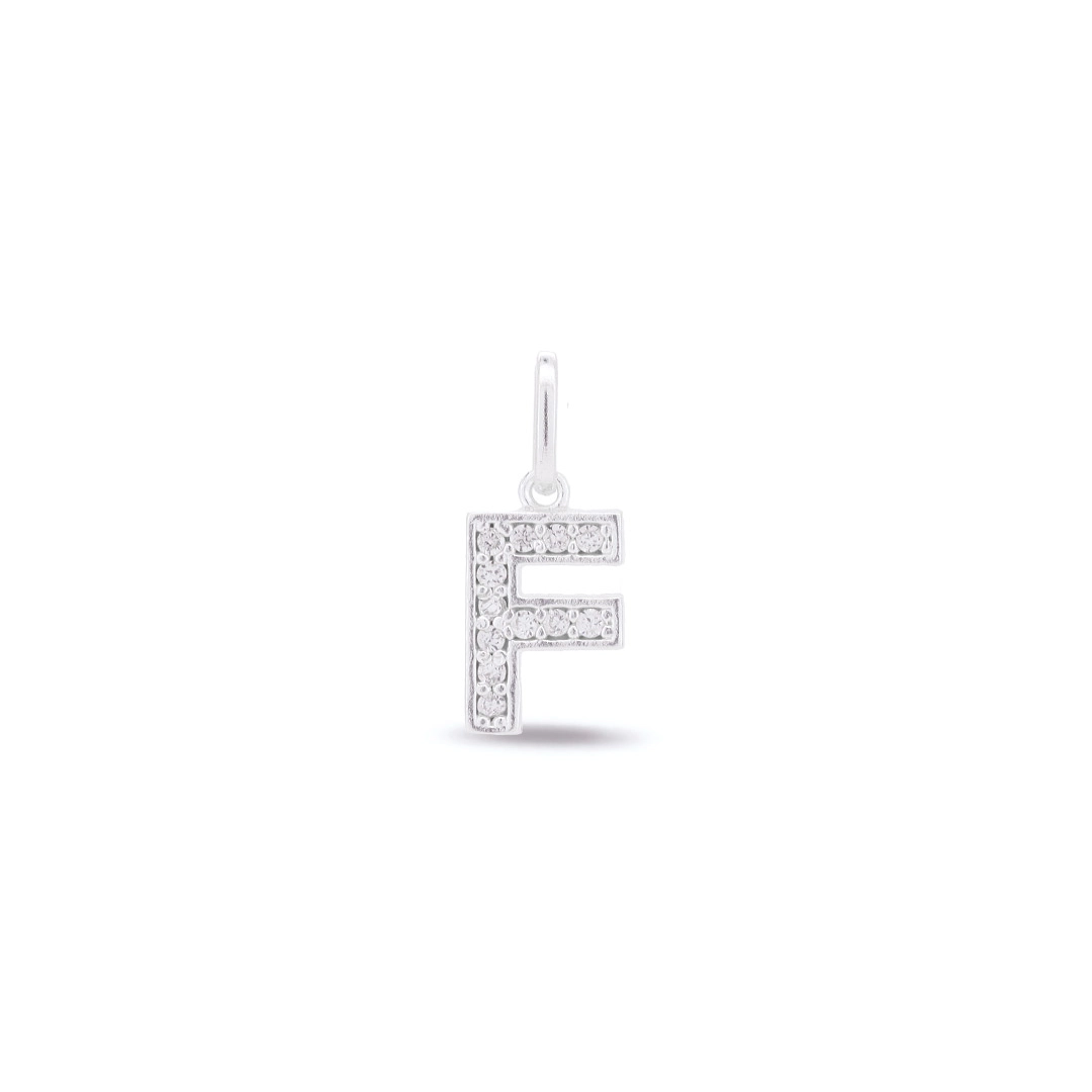 Pingente Letra F Com Zircônia Cristal