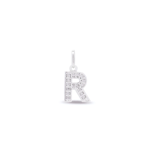 Pingente Letra R Com Zircônia Cristal
