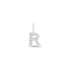 Pingente Letra R Com Zircônia Cristal