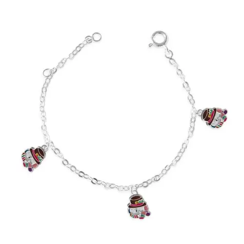 Pulseira Kids Boneco de Neve Colorido Esmaltado