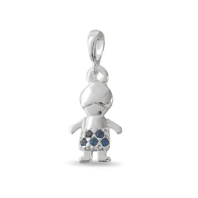 Pingente de Menino Espelhado com Zircônias Safira