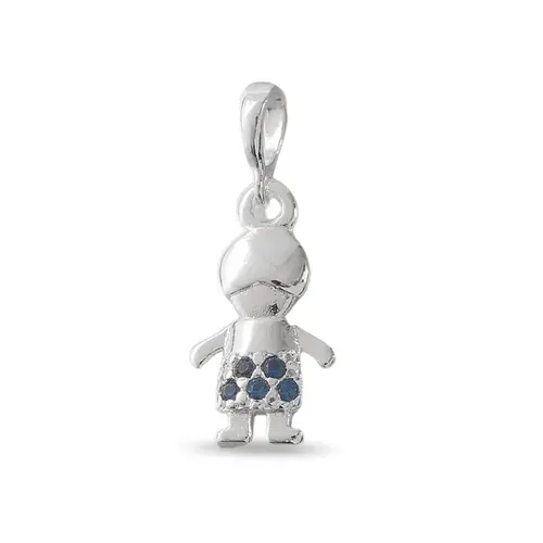 Pingente de Menino Espelhado com Zircônias Safira