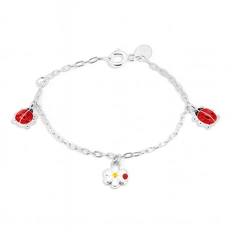 Pulseira Kids Flor com Joaninhas
