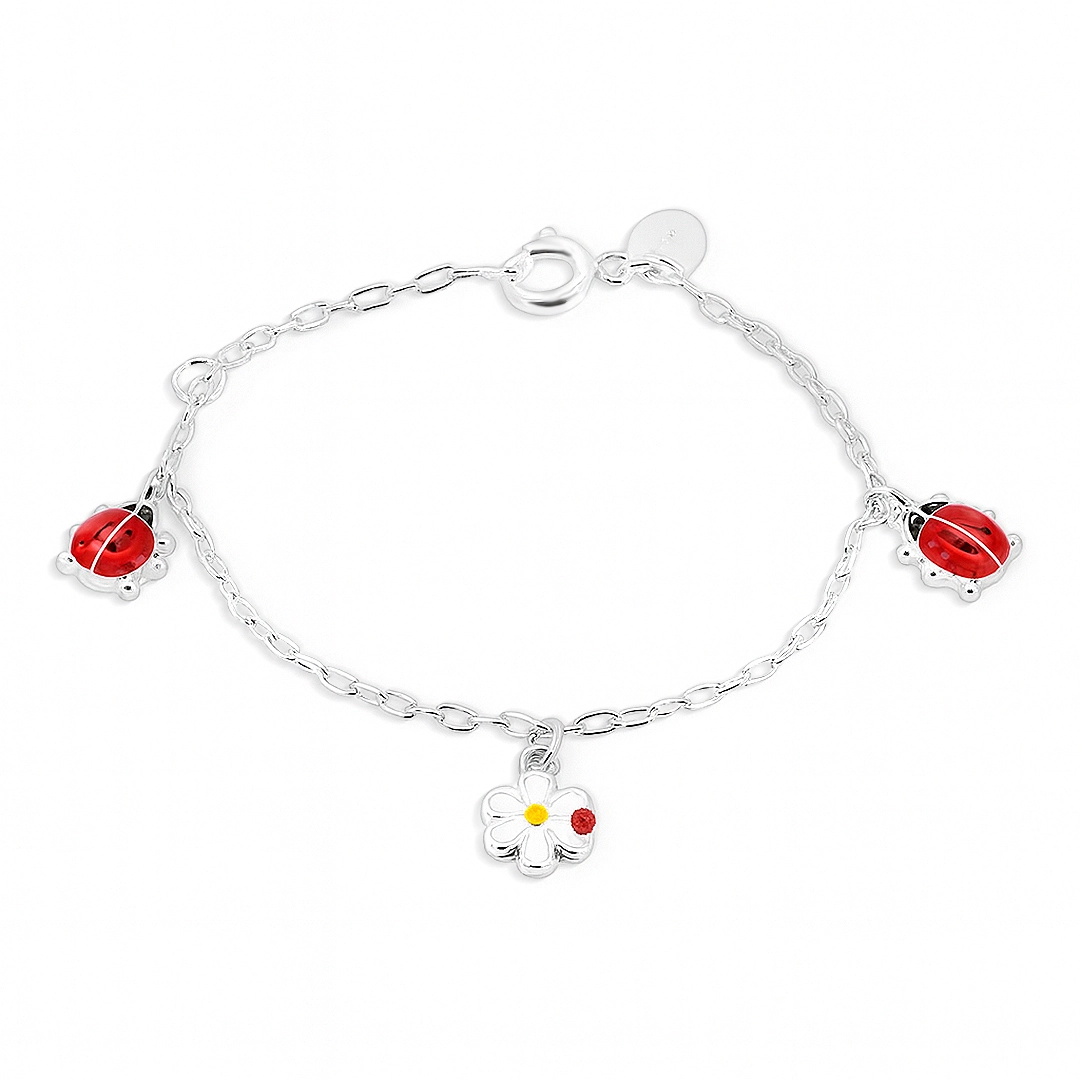 Pulseira Kids Flor com Joaninhas