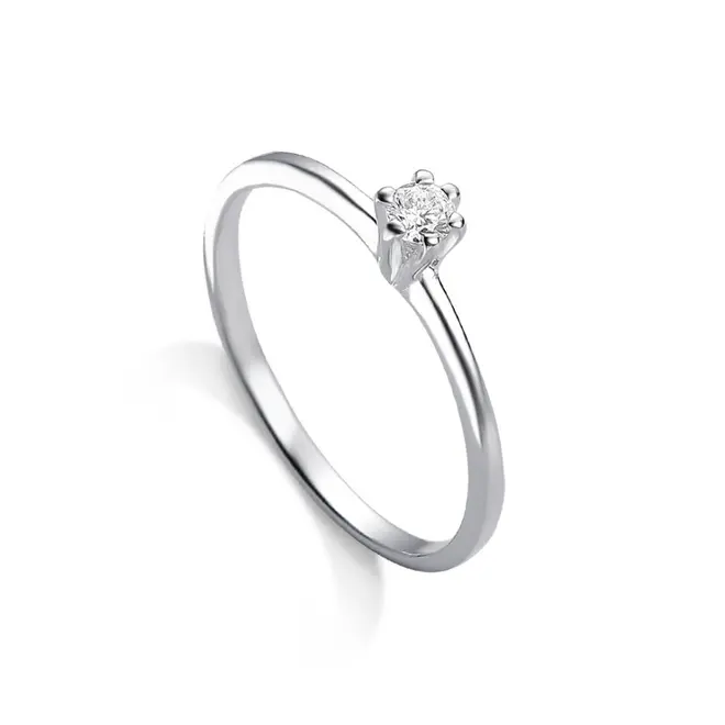 Anel Solitário Delicado Com Zircônia Cristal