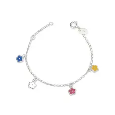 Pulseira Kids Esmaltada com Flores