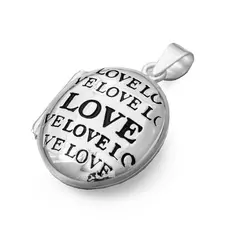 Pingente Relicário Oval Love Envelhecido