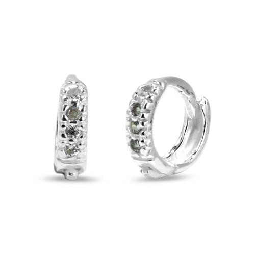 Brinco de Prata Linha Click com Zircônia Cristal