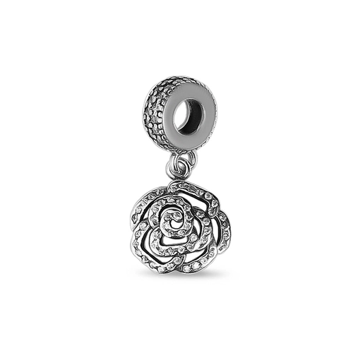 Berloque Balanço com Flor Envelhecida e Zircônias Cristal
