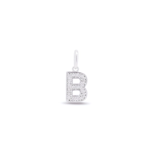 Pingente Letra B Com Zircônia Cristal
