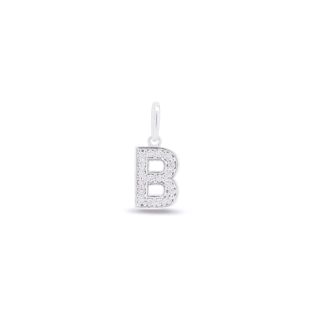 Pingente Letra B Com Zircônia Cristal