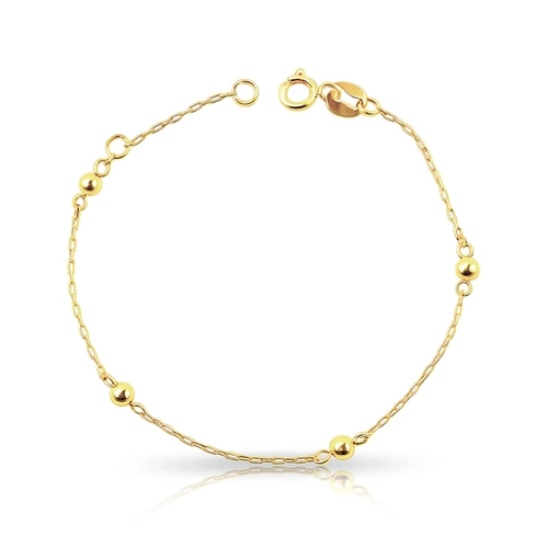 Pulseira Baby Gold com Esferas Espelhadas 2,5 MM