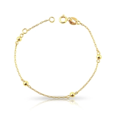 Pulseira Baby Gold com Esferas Espelhadas 2,5 MM