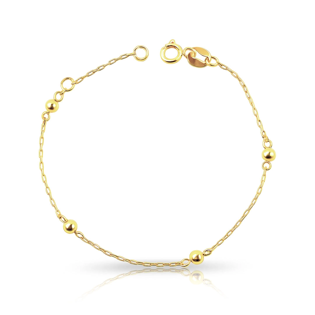 Pulseira Baby Gold com Esferas Espelhadas 2,5 MM
