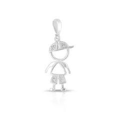Pingente de Menino Vazado com Zircônias Cristal